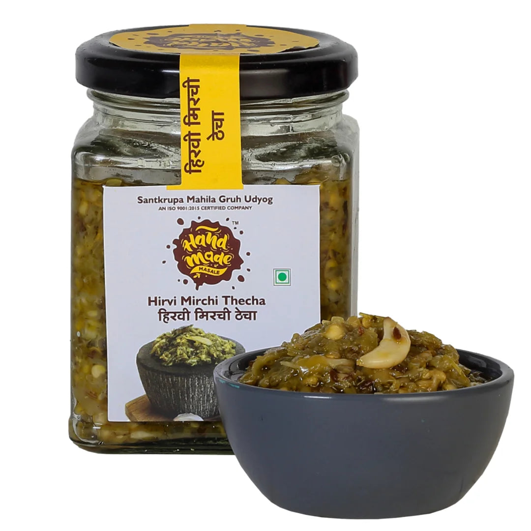 Hiravi Mirchi Thecha (Green Chilli Thecha)