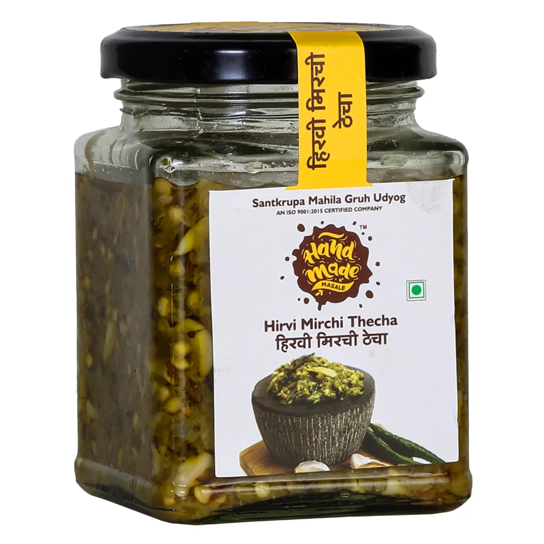 Hiravi Mirchi Thecha (Green Chilli Thecha)